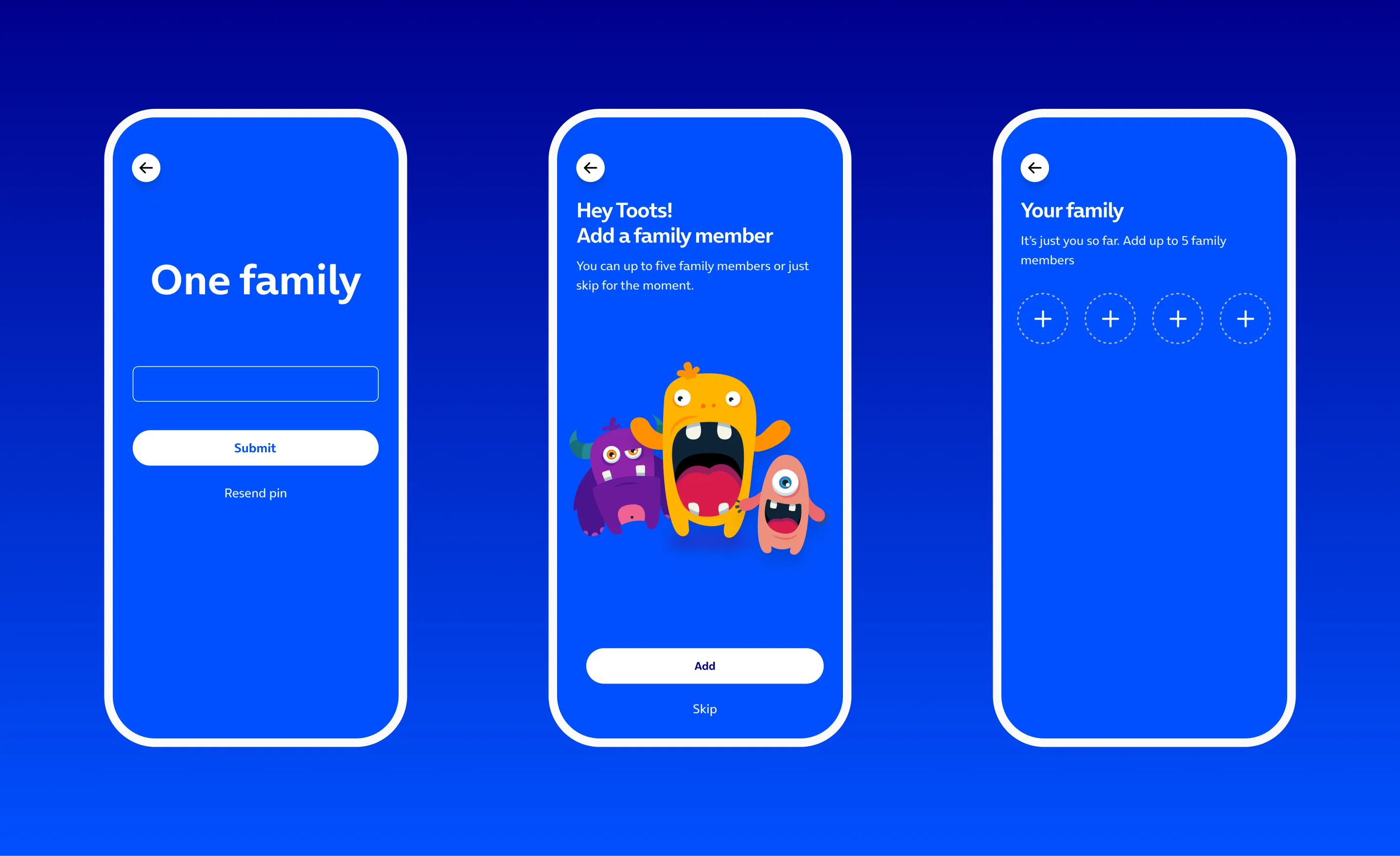O2 Family App screen one